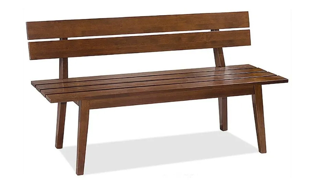 Garden Rubberwood Long Bench with Backrest in Brown