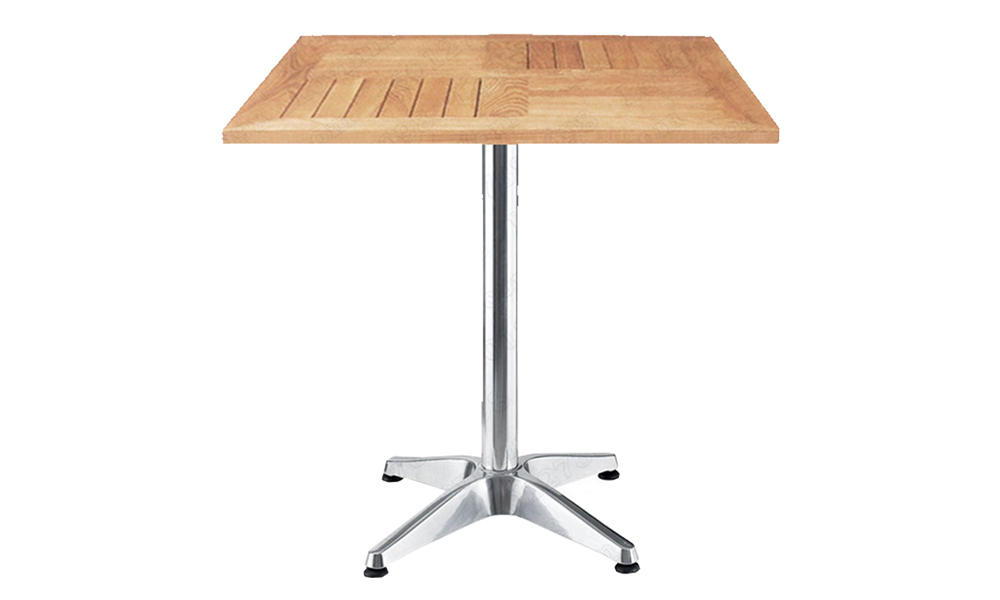 Classic Solid Wood Square Dining Table with Chrome Leg