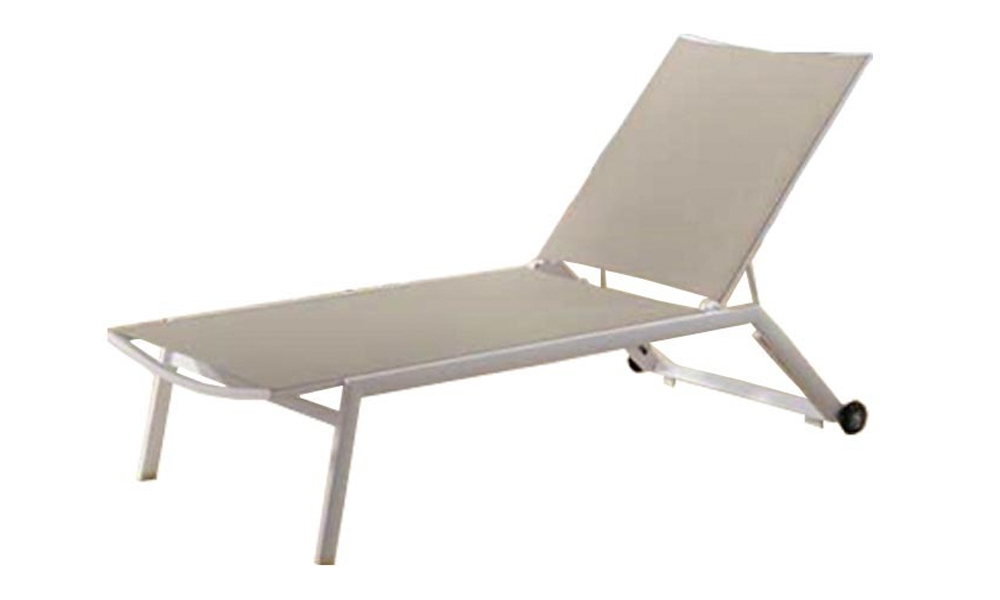 Modern Outdoor Sun Bath Bench in Silver