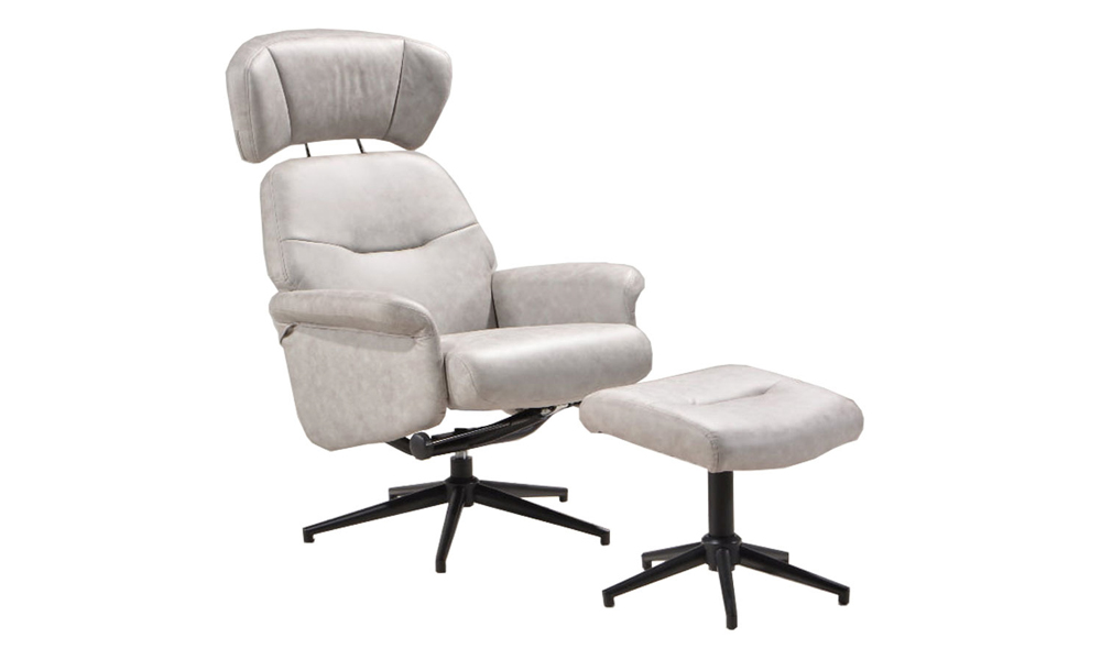 Tekkashop FDRC2460LGY Industrial Style 360 Degree Swivel Recliner Chair