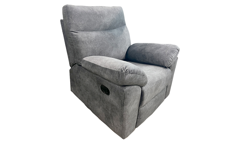 Tekkashop GURC1660GY 1-Seater Fabric Recliner Sofa in Light Grey