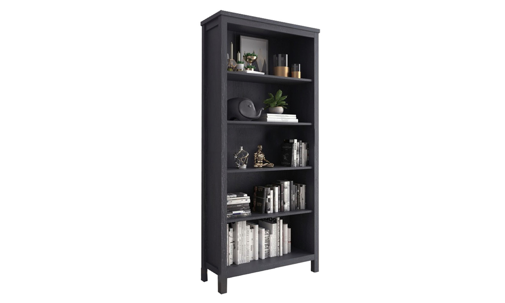 Modern Wood Bookcase in Dark Grey