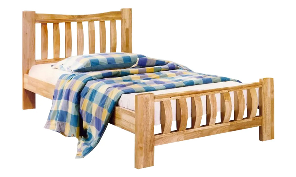 Natural Wooden Single Bed Frame 