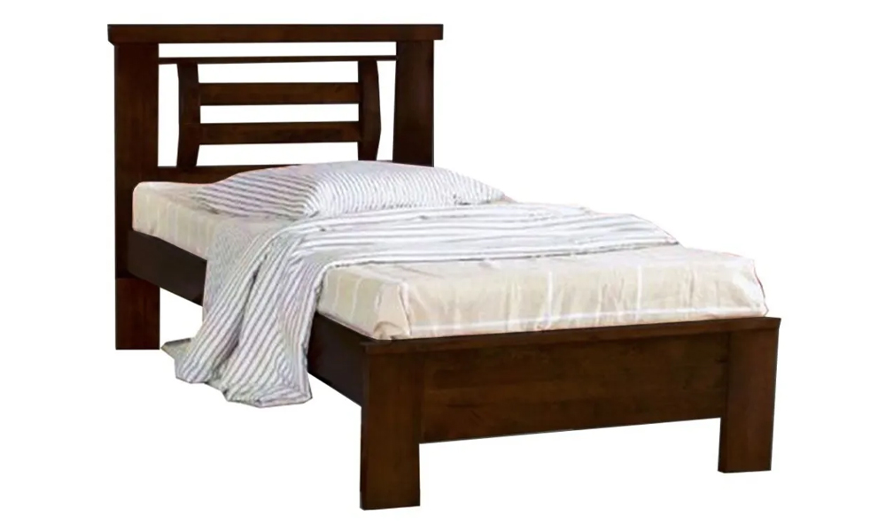 Simple Rubber Wood Bed Frame in Dirty Oak