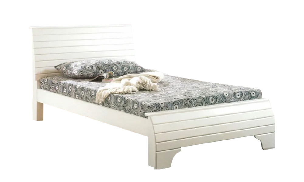 Modern Style Super Single Rubber Wood Bed Frame in White