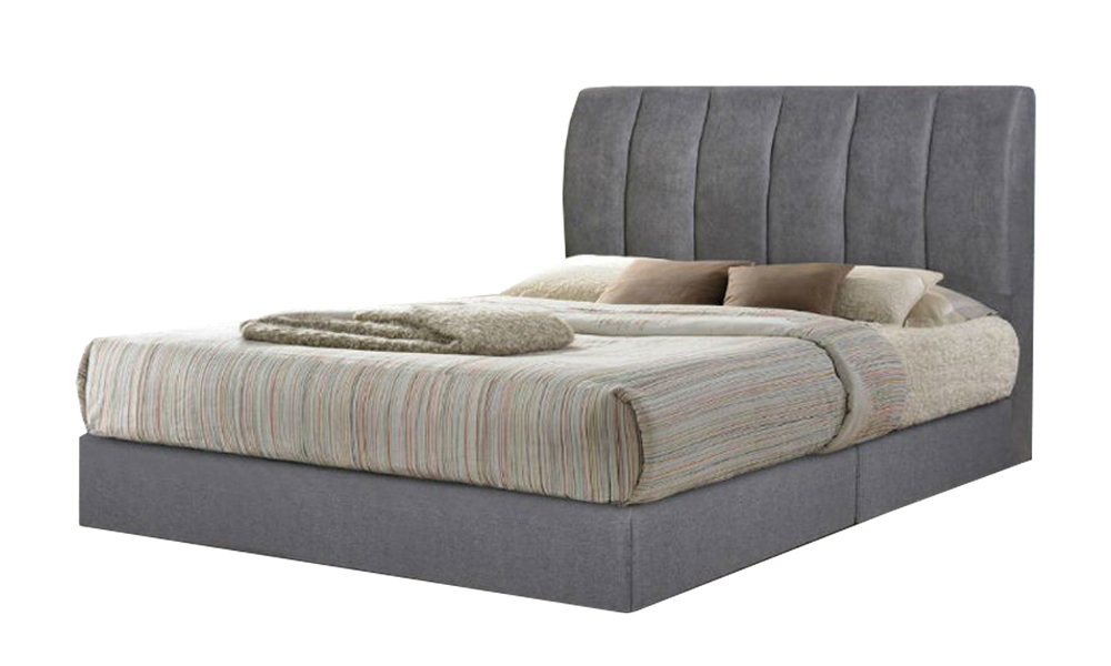 Single Divan Bed Frame with Lined Headboard