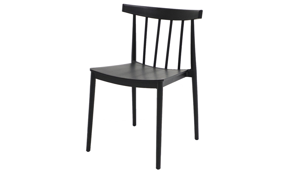 Plastic Dining Chair with Curve Backrest in Black