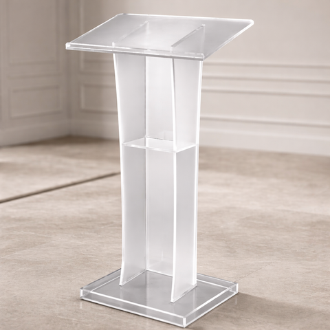 Standing Rostrum Tekkashop LVRS2467 Modern Acrylic Half Transparent Podium Lectern ...