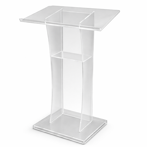 Modern acrylic podium on white background