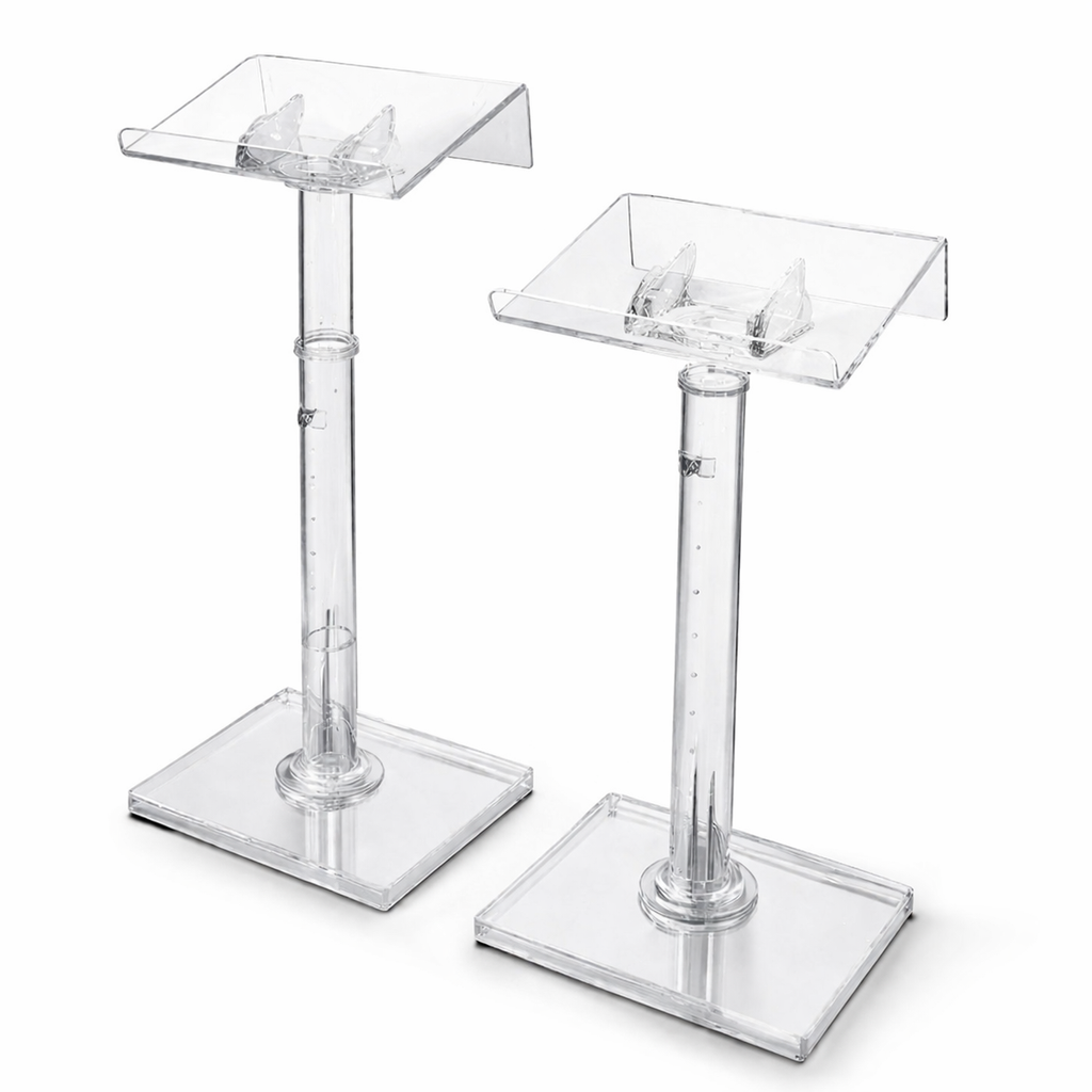 Acrylic podiums in studio setting