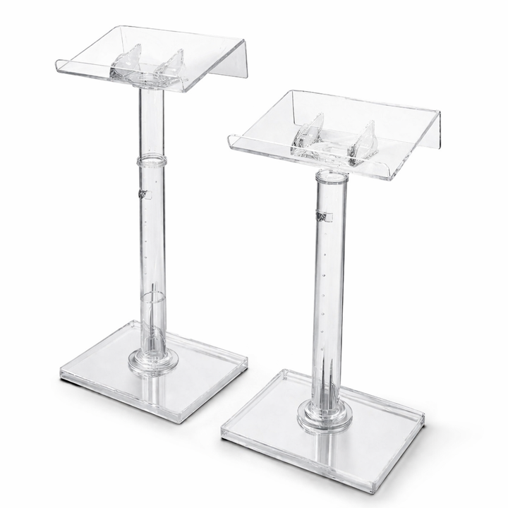 Acrylic podiums in studio setting