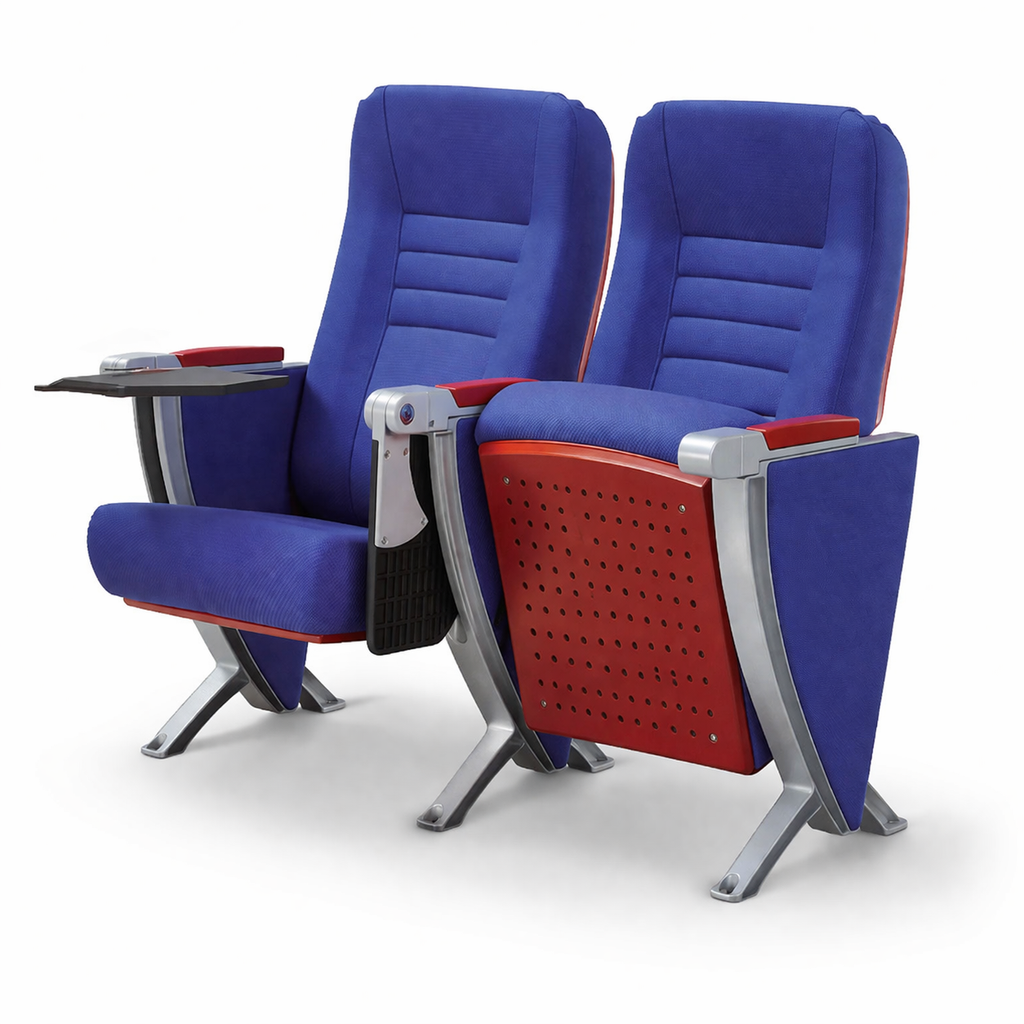 Modern auditorium seating with integrated desk