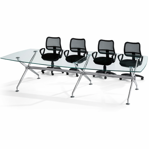 Modern conference table with mesh chairs