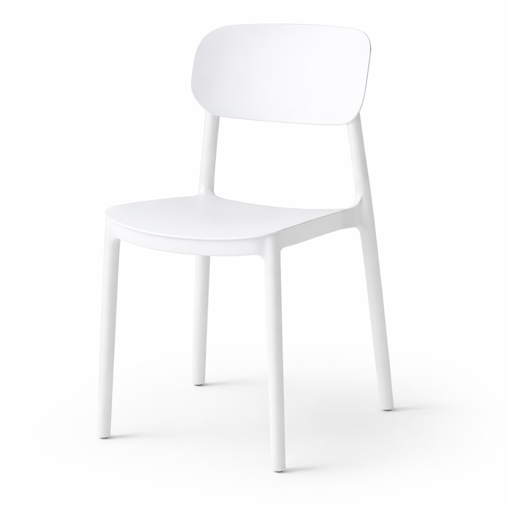 Minimalist white chair on white backdrop