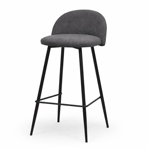 Minimalist grey barstool on white background