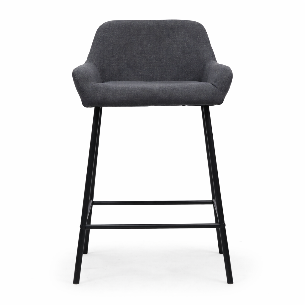 Modern grey barstool with black frame (1)