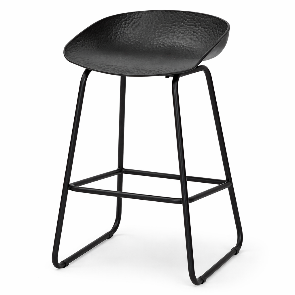 Modern black bar stool on white