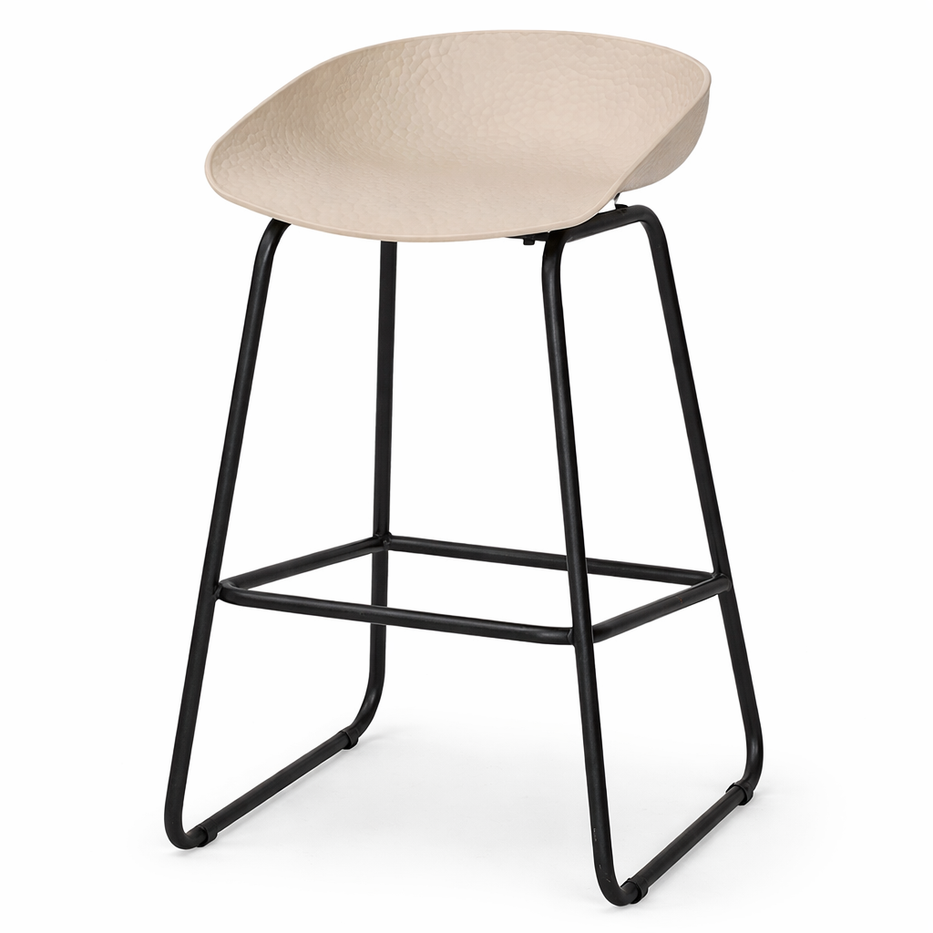 Modern beige bar stool with black frame