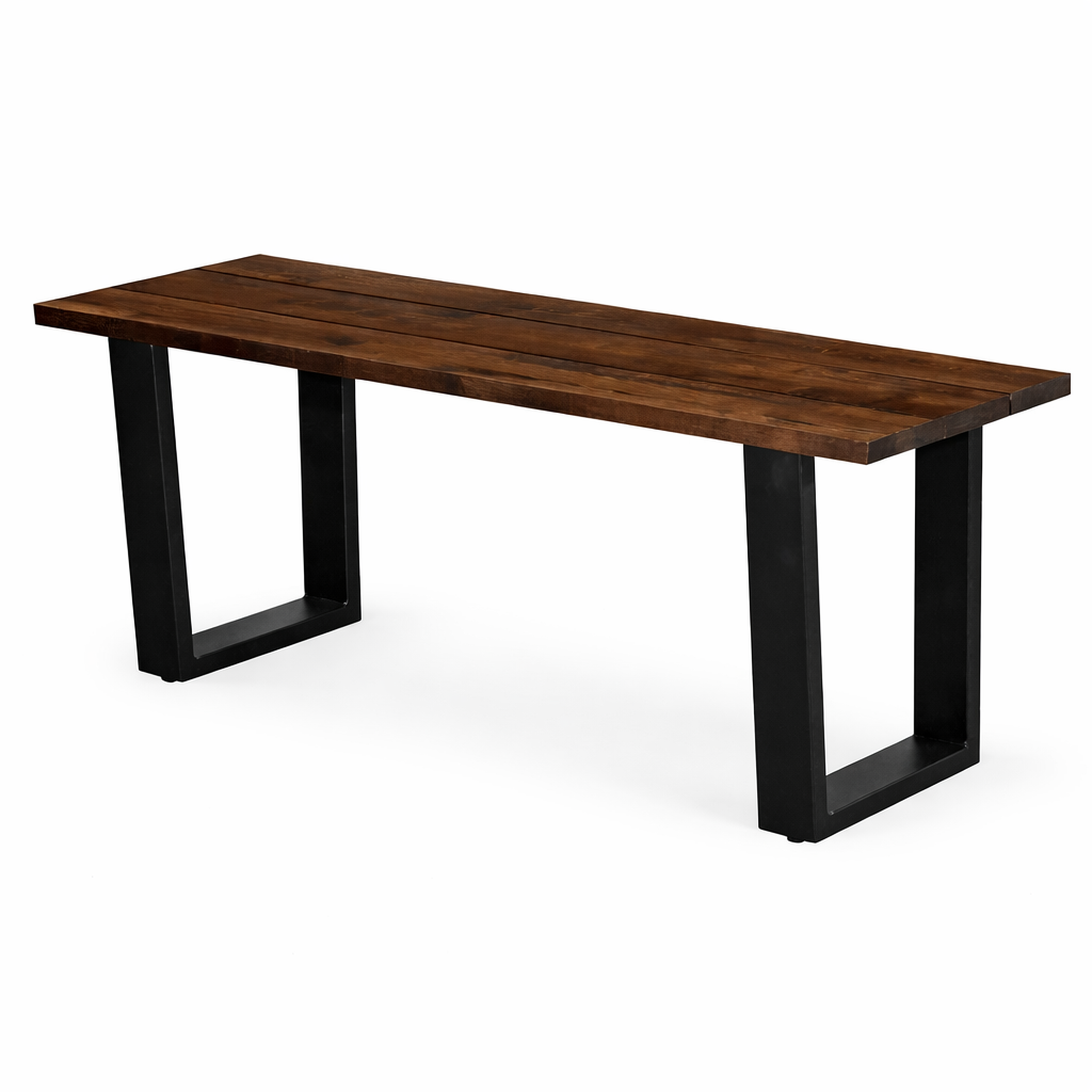 Industrial bench with wood and metal