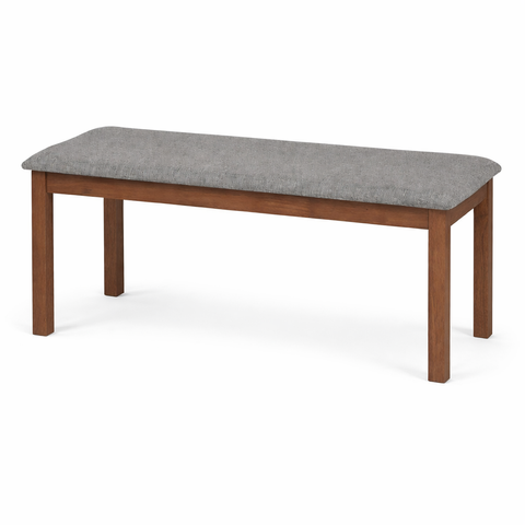 Upholstered bench with walnut frame