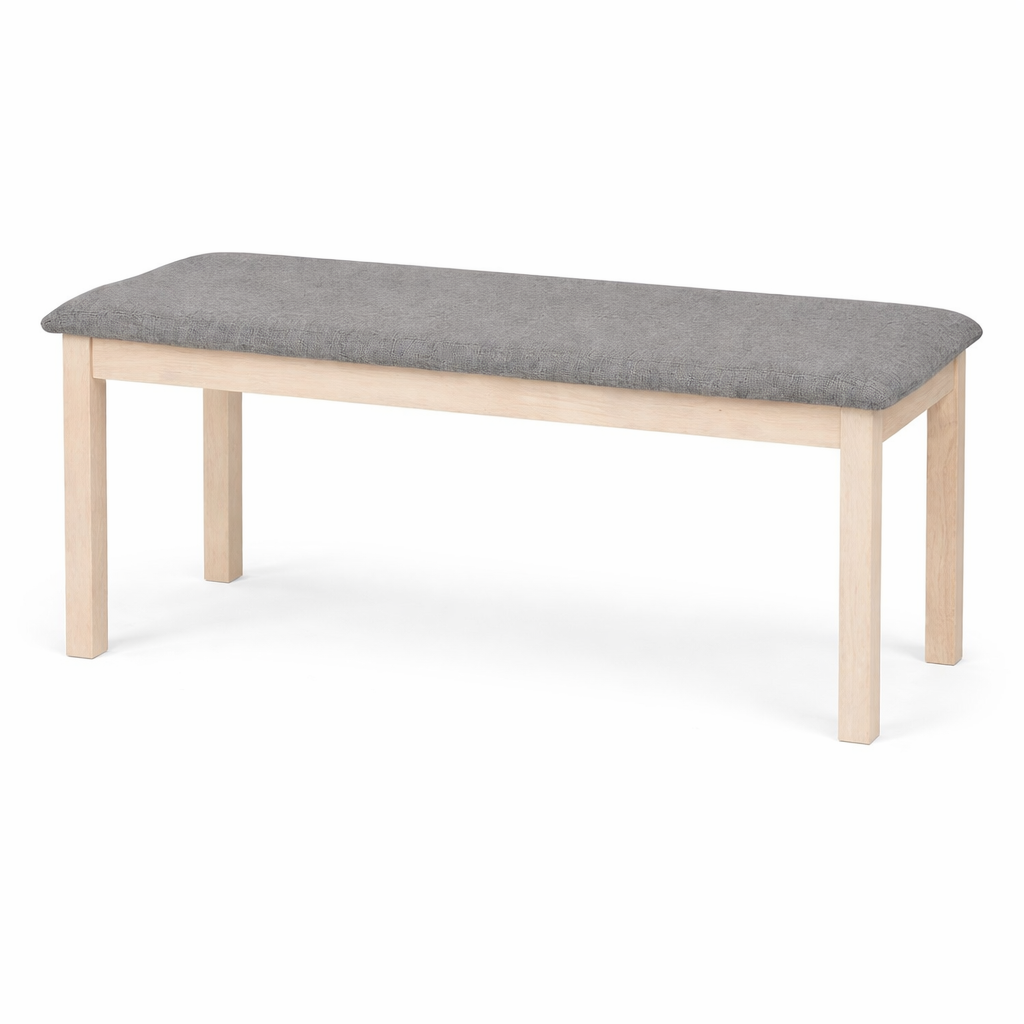Minimalist upholstered bench with wood frame