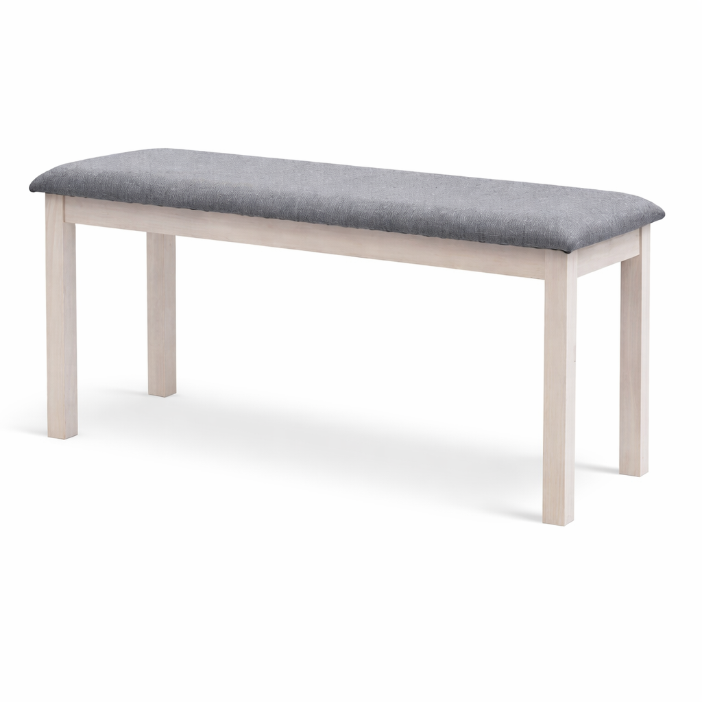 Simple upholstered bench in light wood