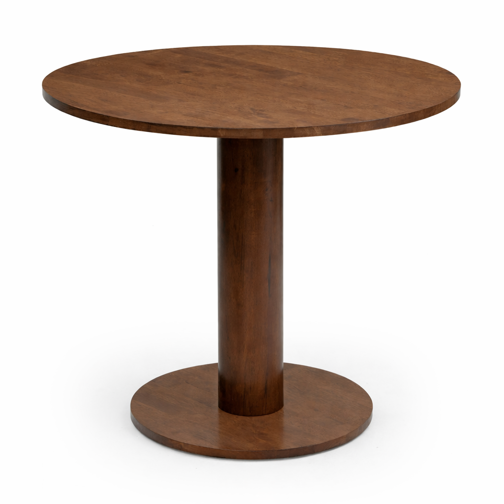 Elegant walnut round pedestal table