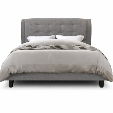 Contemporary tufted grey upholstered bed