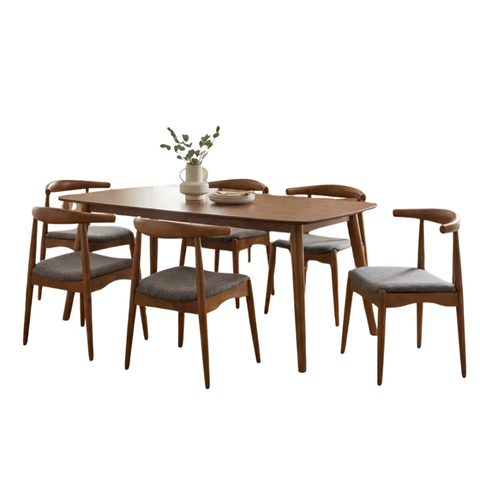 MIAMI DINING SET 6 SEATER - WALNUT