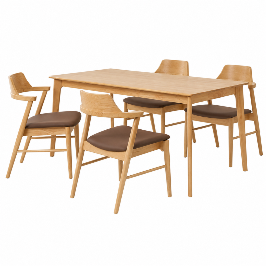 SOLEN 4 SEATER DINING SET - BEECH