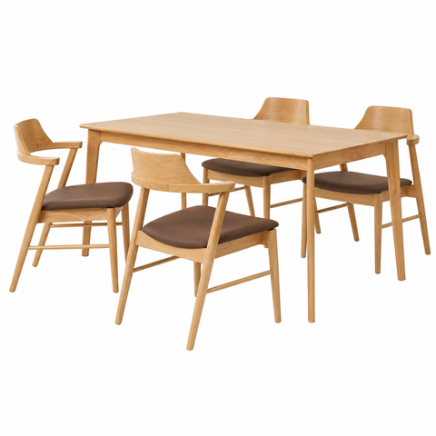 SOLEN 4 SEATER DINING SET - BEECH