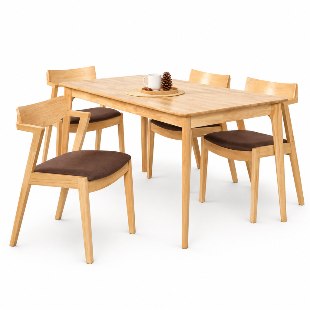 THERESE 4 SEATER DINING SET - BEECH