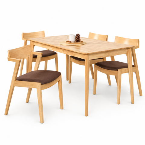 THERESE 4 SEATER DINING SET - BEECH