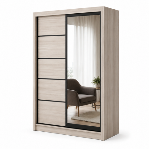 NICKY SLIDING DOOR WARDROBE - WHITE WASH