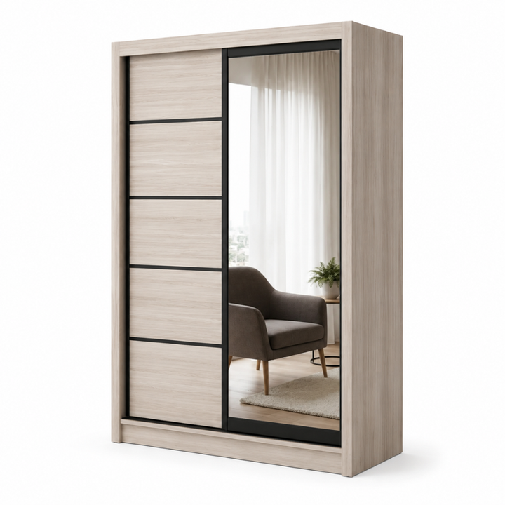 NICKY SLIDING DOOR WARDROBE - WHITE WASH