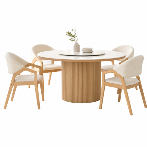 MILDRED 4 SEATER DINING SET WITH ROUND TABLE