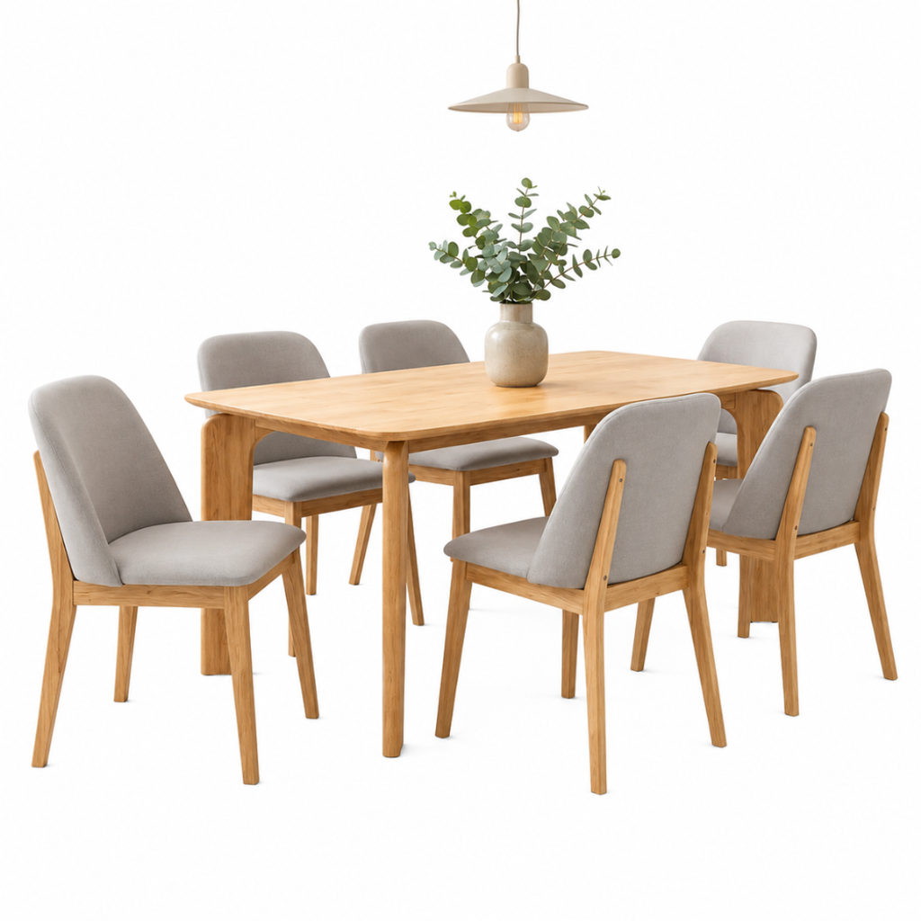 MONVA 6 SEATER DINING SET - NATURAL