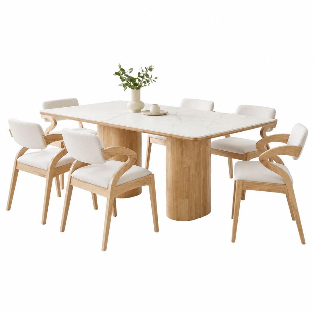 FEFERI 6 SEATER DINING SET - NATURAL