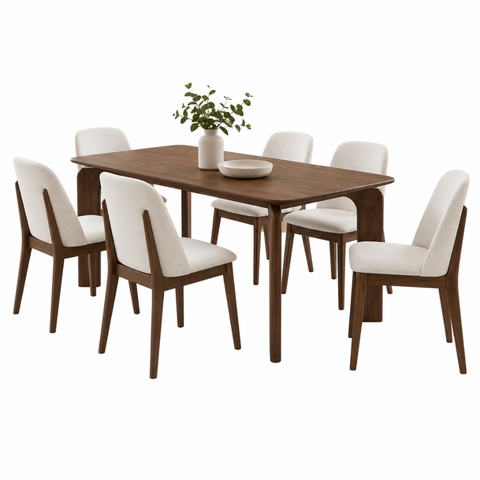 MONVA 6 SEATER DINING SET - WALNUT