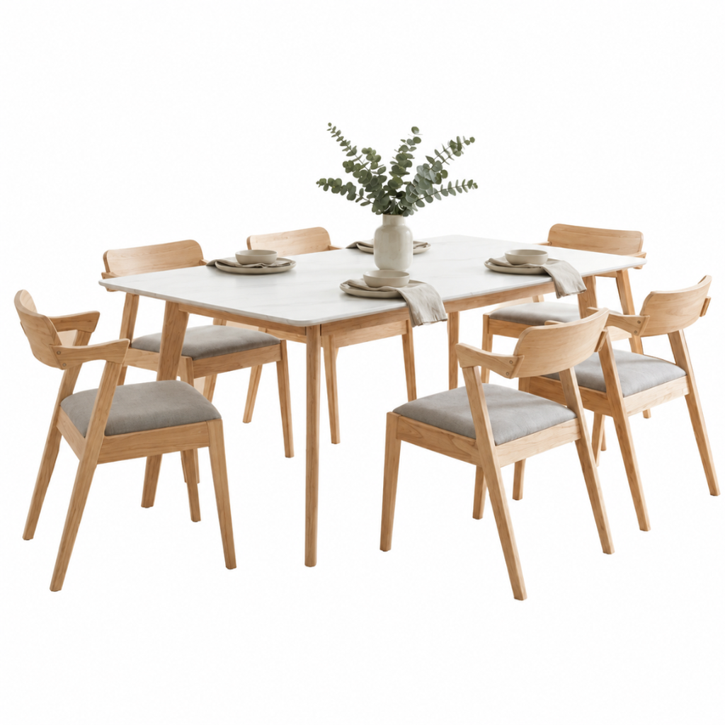 DUNCAN 6 SEATER DINING SET - NATURAL