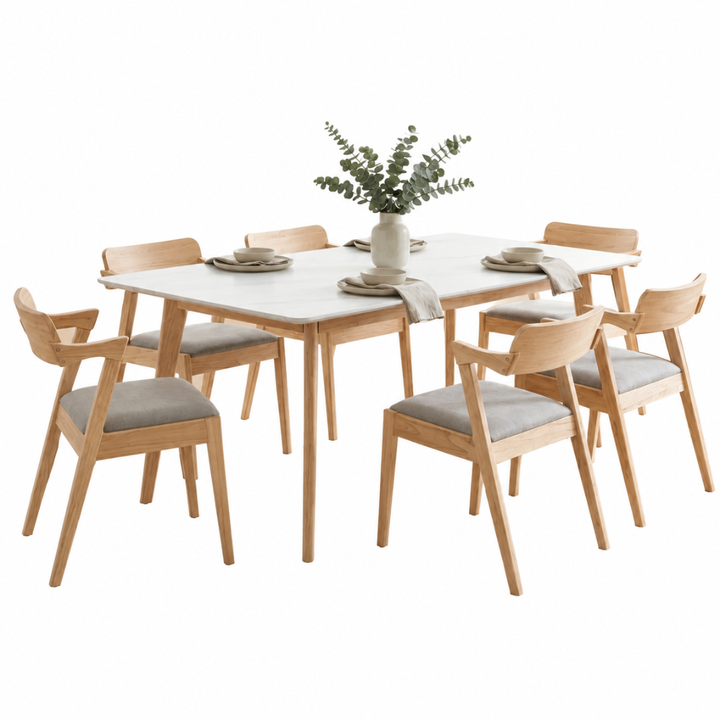 DUNCAN 6 SEATER DINING SET - NATURAL