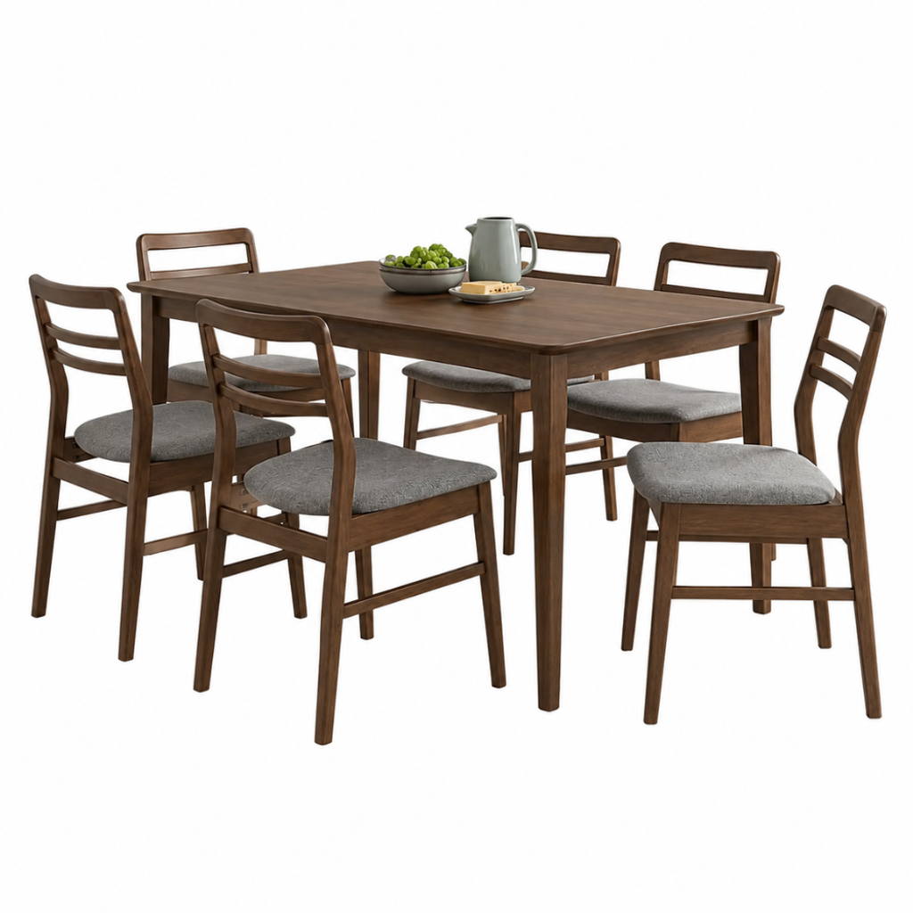 BONNIE 6 SEATER DINING SET - COCOA