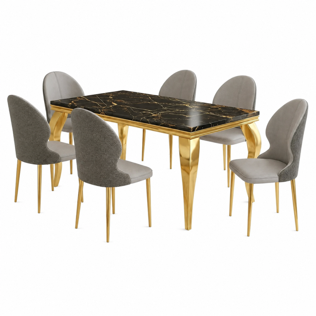 SHAUNEE 6 SEATER ARTIFICIAL MARBLE DINING SET