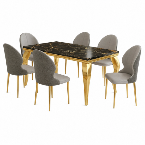 SHAUNEE 6 SEATER ARTIFICIAL MARBLE DINING SET