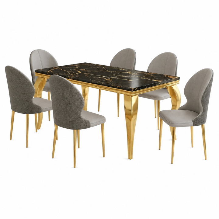SHAUNEE 6 SEATER ARTIFICIAL MARBLE DINING SET