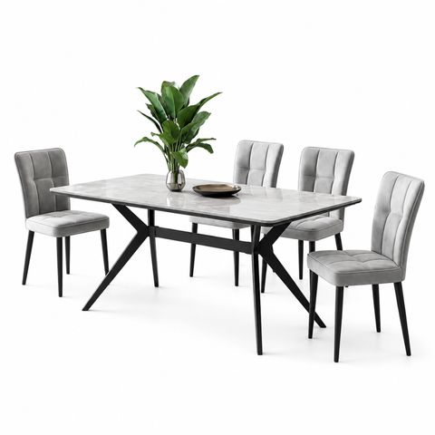 SUTTON 4 SEATER DINING SET - GREY