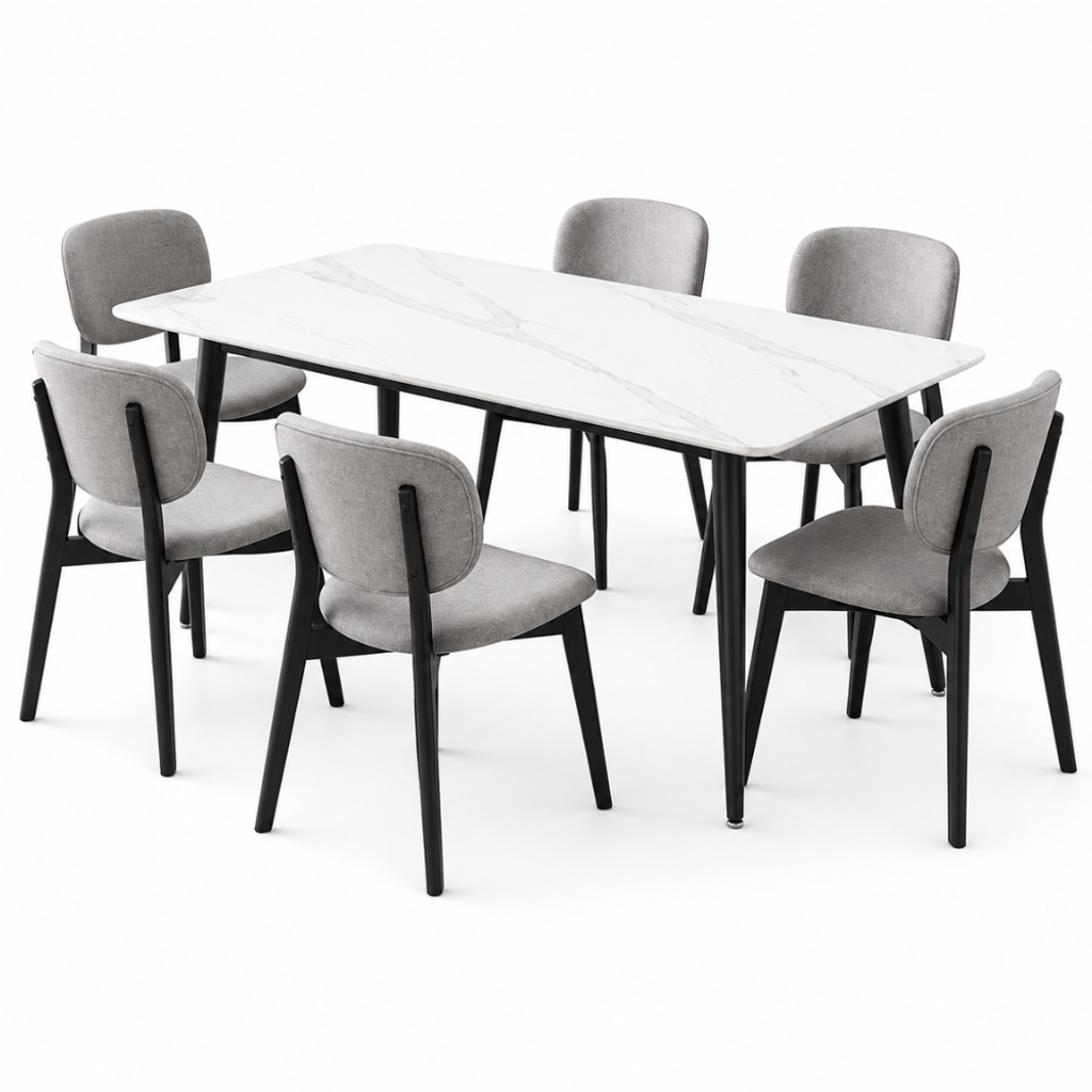 ELDA 6 SEATER DINING SET - GREY