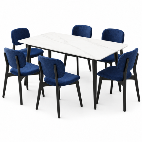 ELDA 6 SEATER DINING SET - BLUE