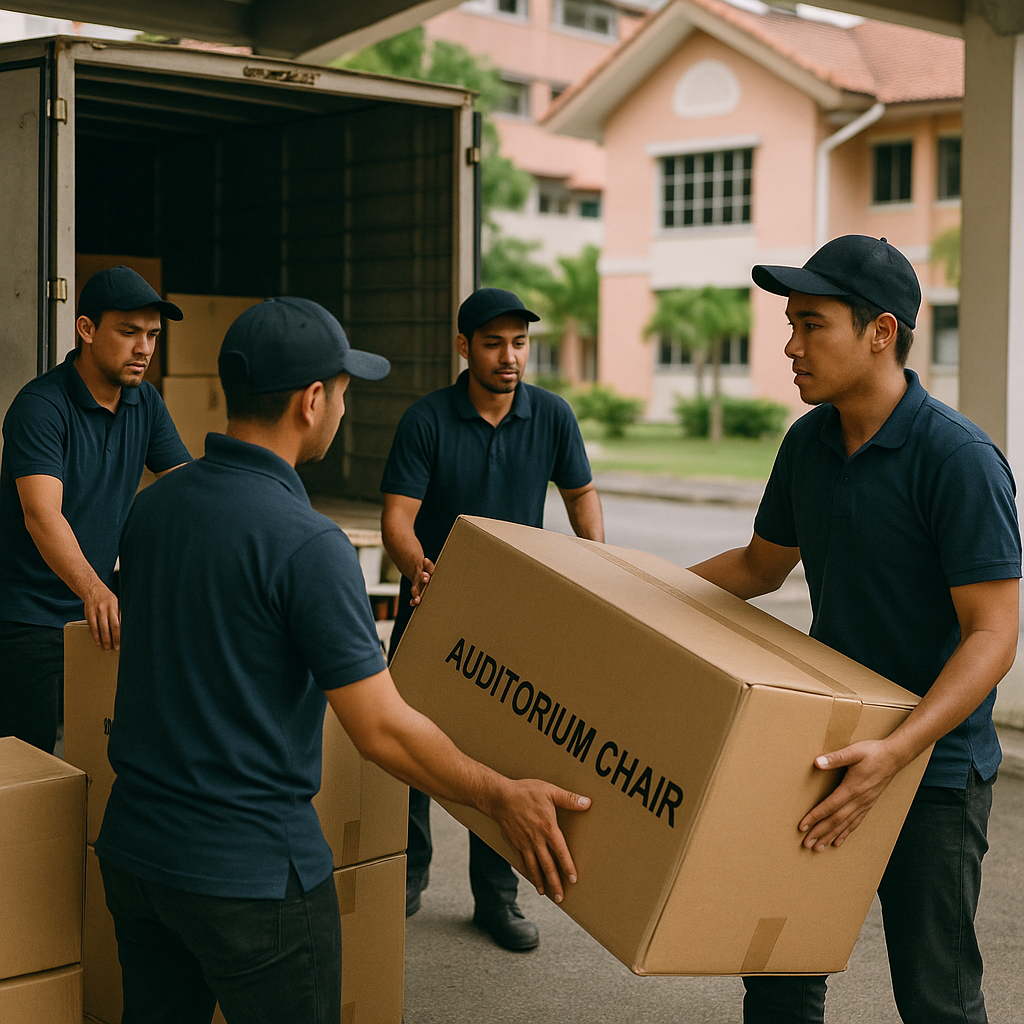 Auditorium chair delivery planning at a Malaysian university campus