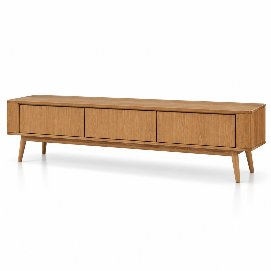 Tekkashop KPTC1831 Modern Style Walnut Solid Rubberwood TV Console ...